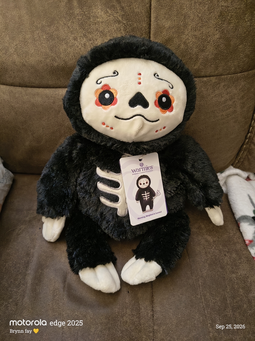 Warmies® Plush Sloth Skeleton Design - Black and Cream